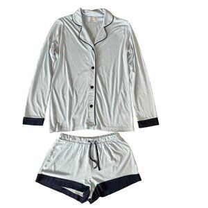 COSABELLA Bella Pajama Set Womens S 4-6 Blue Long Sleeve Top & Shorts PJs Women